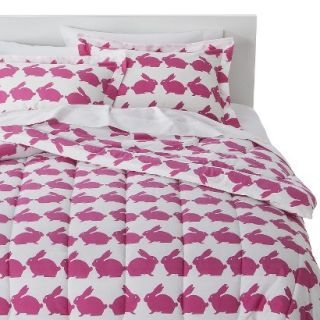 Anorak Rabbit Comforter Set   Pink/White (Twin Extra Long)