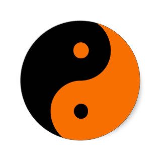 Yin Yang Ying Taoism Sign Chinese Taijitu Orange Round Sticker