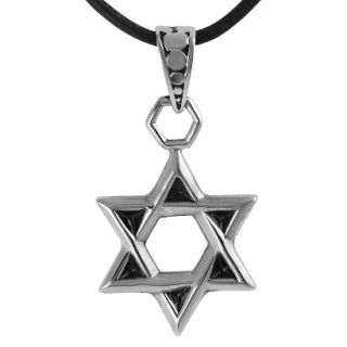 Stainless Steel Star of David Necklace   Silver