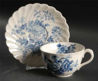 Royal Staffordshire Charlotte Blue Flat Cup & Saucer Set, Fine China Dinnerware