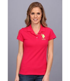 U.S. Polo Assn USPA Solid Polo Womens Short Sleeve Knit (Red)