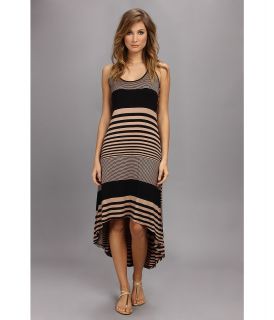 Ninety Variegated Stripe High Low Tank Dress Womens Dress (Black)