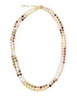 Long Mixed Stone Necklace, White/Multi