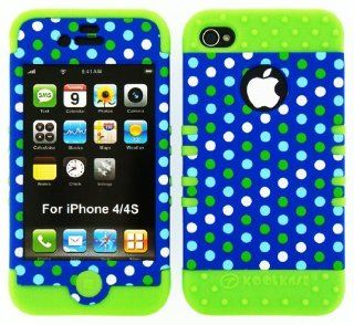 Cell Armor IPHONE4G RSNAP TE433 Rocker Snap On Case for iPhone 4/4S   Retail Packaging   White and Green Dots on Blue Cell Phones & Accessories