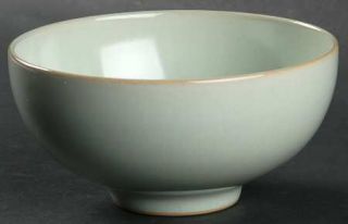 Denby Langley Pure Green Rice Bowl, Fine China Dinnerware   Pale Green Rim, Whit
