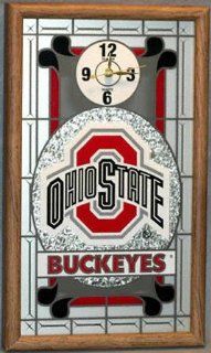 Ohio State Buckeyes Framed Glass Wall Clock  Sports Fan Wall Clocks  Sports & Outdoors