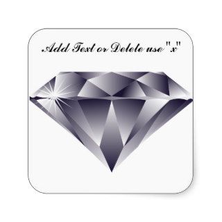 Diamond Gem Gemstone Design Optional Custom Words Square Sticker