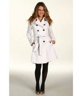 DKNY Double Breasted Trench Coat Womens Coat (White)