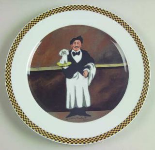 Guy Buffet Waiter Suite Dinner Plate, Fine China Dinnerware   Checkerboard Rim,W