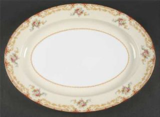 Noritake Lismore 16 Oval Serving Platter, Fine China Dinnerware   Rust/Tan  Edg