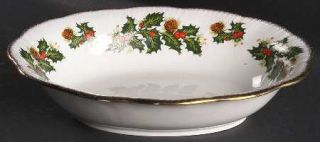 Rosina Queens Yuletide (Scalloped) 9 Oval Vegetable Bowl, Fine China Dinnerware