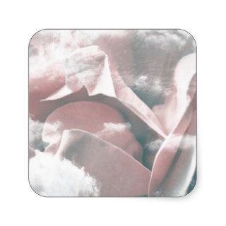 rose into the clouds square sticker