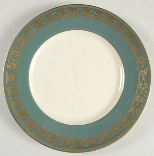 Franciscan Cimarron Salad Plate, Fine China Dinnerware   Cream, Green Rim, Gold
