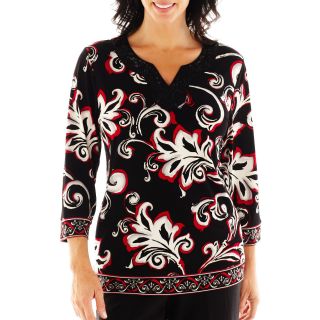 Alfred Dunner On the Red Carpet Abstract Floral Knit Top, Womens