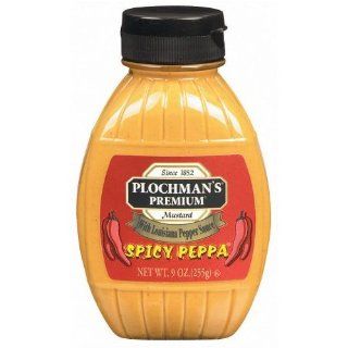 Plochman's Squeeze Barrel Mustard Spicy Peppa with Tabasco Brand Pepper Sauce   9 oz  Mustard Condiment  Grocery & Gourmet Food