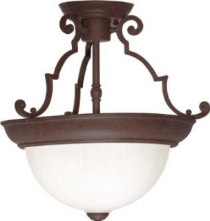 Nuvo SF76/436 13 Inch Semi Flush Dome with Frosted Melon Glass, Old Bronze   Semi Flush Mount Ceiling Light Fixtures  