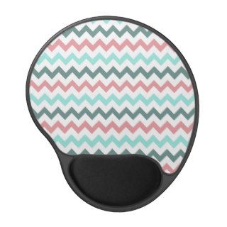 Girly Chic Pink Teal Mint Green Chevron Pattern Gel Mouse Mats