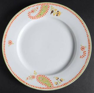 Rachael Ray Paisley Dinner Plate, Fine China Dinnerware   Yellow Floral,Red And