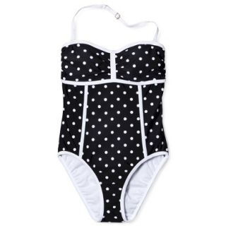 Merona Womens Polka Dot Print 1 Piece Swimsuit  Black XS