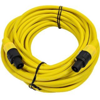 Seismic Audio   TW12S50Yellow   12 Gauge 50 Foot Yellow Speakon to Speakon Professional Speaker Cable   12AWG 2 Conductor Speaker Cable Musical Instruments