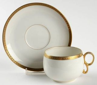 Bawo & Dotter Bwd25 Flat Cup & Saucer Set, Fine China Dinnerware   Gold Encruste
