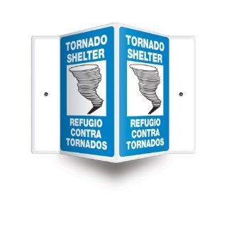Accuform Signs SBPSP393 Spanish Bilingual Projection Sign 3D, Legend "TORNADO SHELTER/REFUGIO CONTRA TORNADOS" with Graphic, 12" x 9" Panel, 0.10" Thick High Impact Plastic, Pre Drilled Mounting Holes, Blue/Black on White Industri