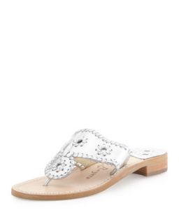 Womens Hamptons Whipstitch Thong Sandal, Silver   Jack Rogers
