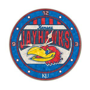 Kansas Jayhawks Art Glass Clock
