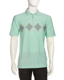 Diamond Print Golf Polo Shirt, DustyJade Green Heather