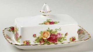 Royal Albert Old Country Roses Rectangular Covered Butter, Fine China Dinnerware