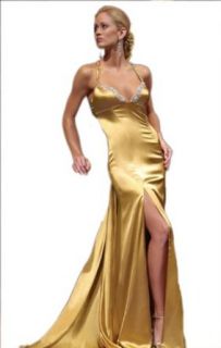 Modern Ball Gown Halter Watteau Train Evening Dress With Beading Backless