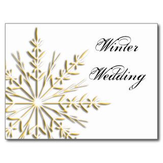Gold Snowflake Winter Wedding Postcard