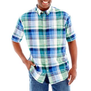 THE FOUNDRY SUPPLY CO. Short Sleeve Crosshatch Shirt Big and Tall, Very Grn/nvy