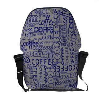 Cute blue gray coffe letters design messenger bag