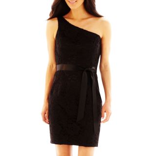LILIANA One Shoulder Lace Dress, Black