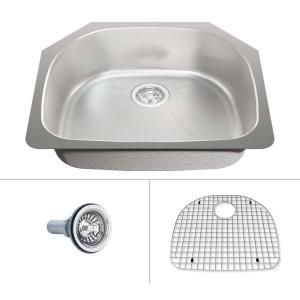ECOSINKS Acero Select Undermount Stainless Steel D Bowl 23 3/8x20 7/8x9 0 Hole Creased Bottom Single Bowl Kitchen Sink ECOS 239US
