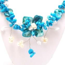 Blue Shells Turquoise Hidden Floral Toggle Necklace (Philippines) Necklaces