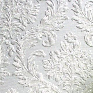 Brewster RD80027 Anaglypta Paintable Large Traditional Damask Wallpaper, 21 Inch by 396 Inch, White    