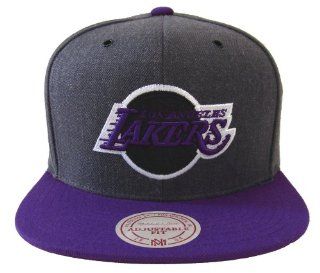 Los Angeles Lakers Mitchell & Ness Logo Snapback Cap Hat Charcoal Purple 