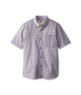 Vans Kids Rusden Stripe S/S Shirt Boys Short Sleeve Button Up (Gray)