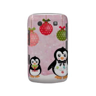 Adorable Christmas Penguins Pink Background Blackberry Bold Covers