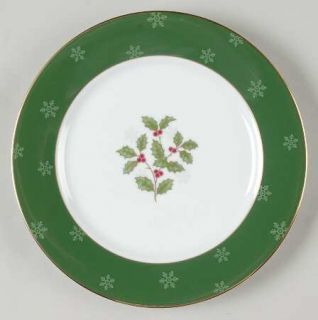 Noritake Holly And Berry Gold Accent Luncheon Plate, Fine China Dinnerware   Hol