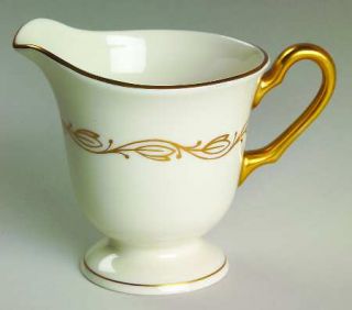 Pickard Symphony Ivory Creamer, Fine China Dinnerware   Gold Outlined Leaves