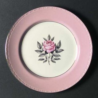 Cunningham & Pickett Norway Rose Dinner Plate, Fine China Dinnerware   Pink Rim,