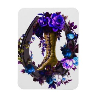 Vintage Goth Floral Boot & Lucky Horseshoe Flexible Magnets