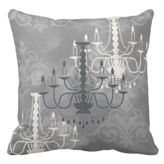 Vintage Chandelier Silver Gray Pillow