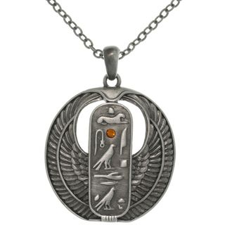 CGC Pewter Rhinestone Egyptian Cartouche Necklace Carolina Glamour Collection Men's Necklaces