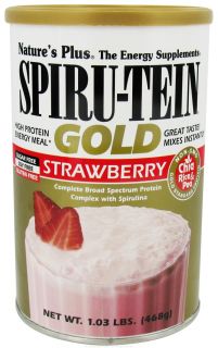 Natures Plus   Spiru Tein Gold High Protein Energy Meal Powder Strawberry   1.03 lbs.