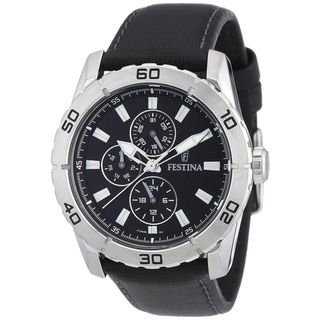 Festina Men's 'F16607/2' Black Calf Skin Black Dial Analog Quartz Watch Festina Men's More Brands Watches