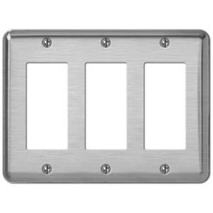 Creative Accents Steel 3 Decorator Wall Plate   Brushed Chrome 2BM123